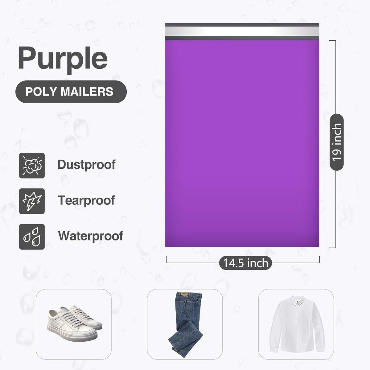 UCGOU Poly Mailers 14.5x19 Inch Purple 200 Pack Large Shipping Bags #7 Strong Thick Mailing Envelopes Self Sealing Adhesive Waterproof and Tear Proof Boutique Packaging Postal for Clothing