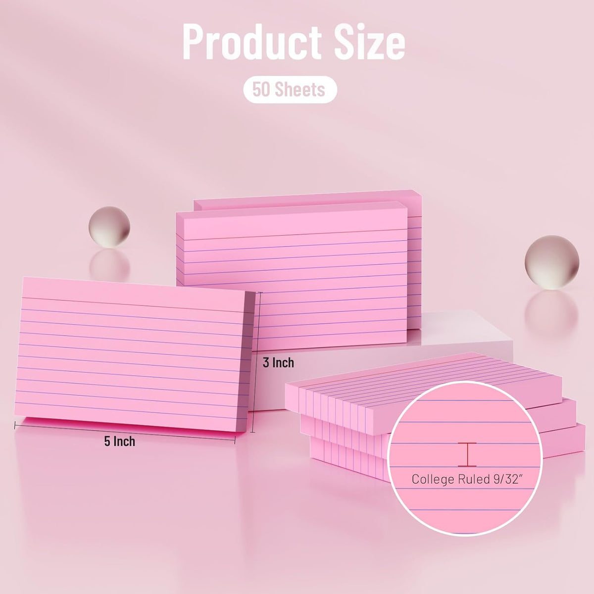 500 Count Index Cards 3x5 Inch Colored Ruled Lined Heavyweight Flash Cards Study Cards with Sturdy Cardstock Durable Flashcards Note Cards for Note Taking, Language Learning, School & Office Supplies