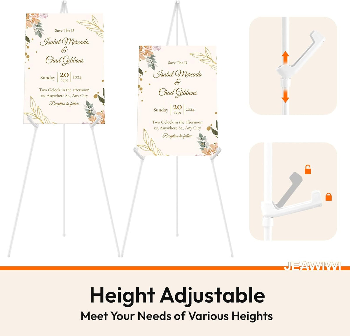 6PCS White Easel Stand for Wedding Sign Stand, 66 Inch Adjustable Metal Easels for Display, Portable Folding Easel for Wedding, Display Show, Arts, Poster with Portable Bags