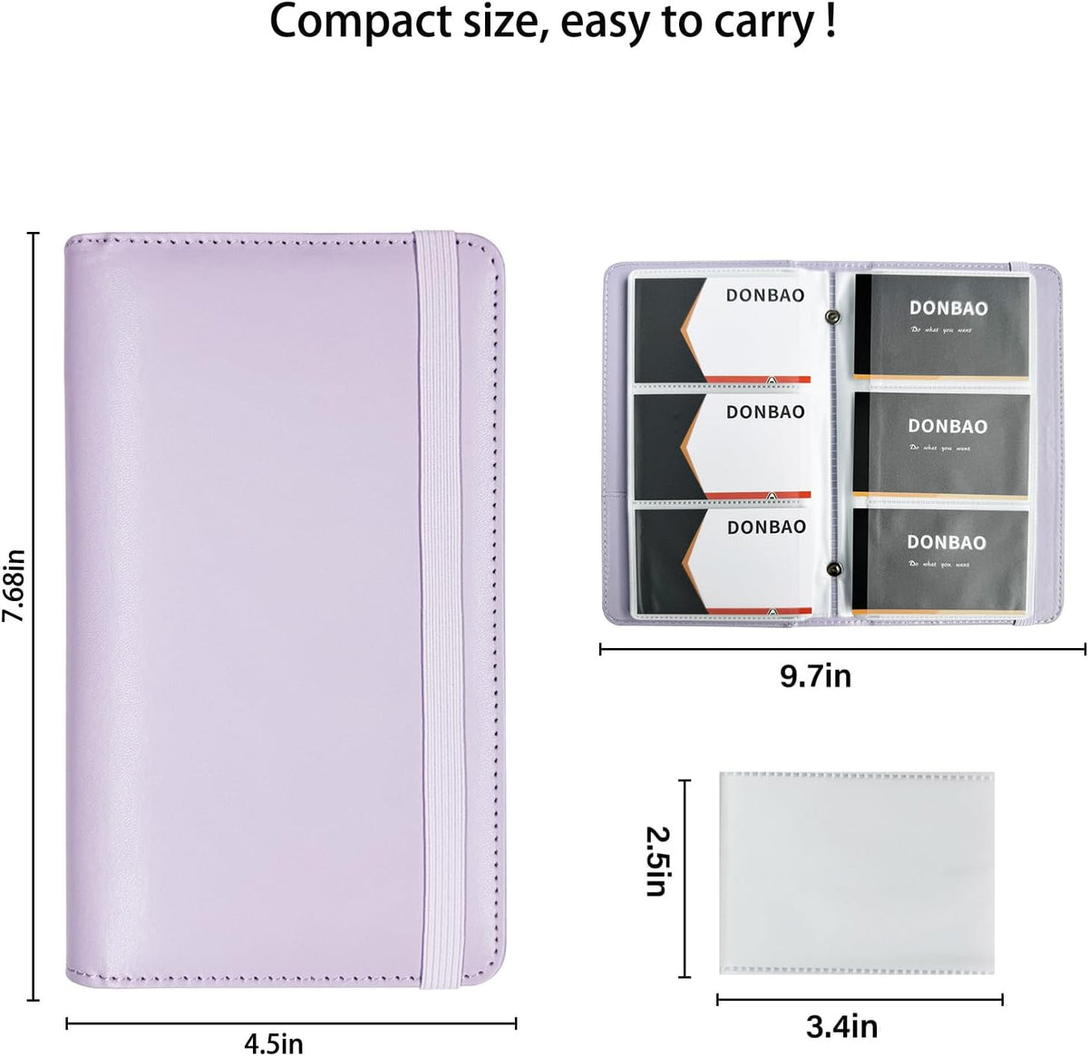 Leather Professional Business Card Holder Book Organizer, 240 Card Slots Capacity Booklet, Premium PU Name Cards Storage Folder with Soft Cover, Credit Card Binder Holder for Men/Women (Purple)
