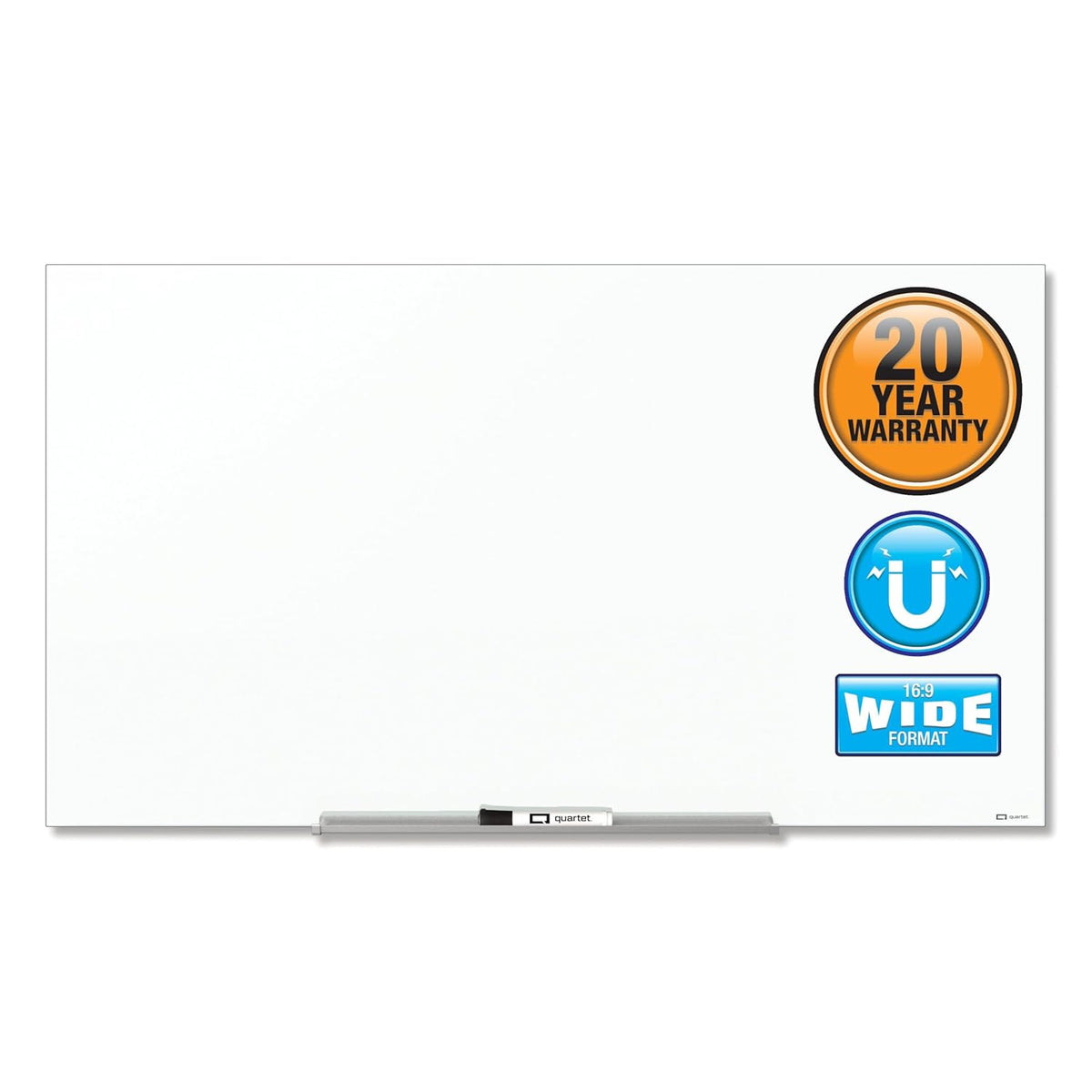 Quartet Glass Whiteboard, Magnetic Dry Erase Board, Wall Mounted Whiteboard for Office, School and Home, 50"W x 28"H, White (G5028IMW)
