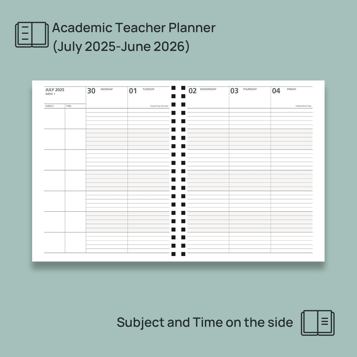 POPRUN Teacher Planner 2025-2026, (Letter Size - 8.5'' x 11'') Academic Lesson Planner (July 2025 - June 2026), with Monthly Tabs, Thick Papers, 2-Sided Pocket, Leather for Teachers, Black