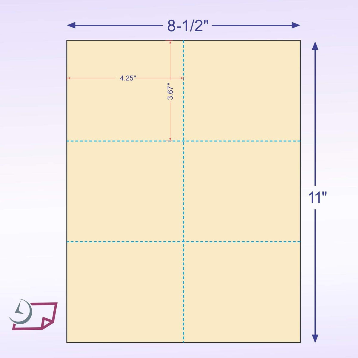 Laser Printer Blank Cards - 6 up per Page, Perforated, for School, Wedding & Inventory Tags, Trip Tickets (Manila, 300 Cards)