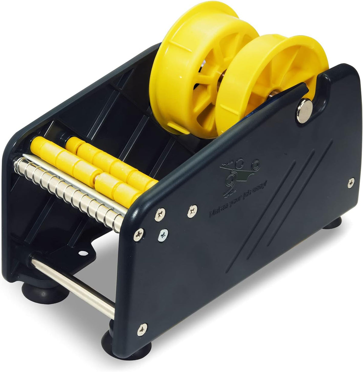 Excell LD-319 Economy Lightweight Table Label Dispenser (3" Wide/ 77mm): Fits 3" Labels, Easy to Peel Off, and Secure with 4 Suction Cups. Durable Plastic, Adjustable for Different Rolls. (3 Inch)