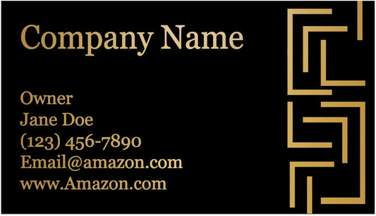 Personalized Gold Foil Black Business Cards 100 Pack - 3.5" x 2" Cards - 14 PT Thick Sturdy Cards - Unique Shiny Gold Foil - Made in the U.S.A. (Gold Maze)