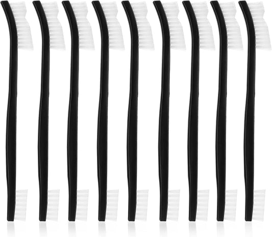 Double-Ended Nylon Cleaning Brushes, Set of 9, Black & White, Plastic Handles, Ideal for All Kinds of Small Objects