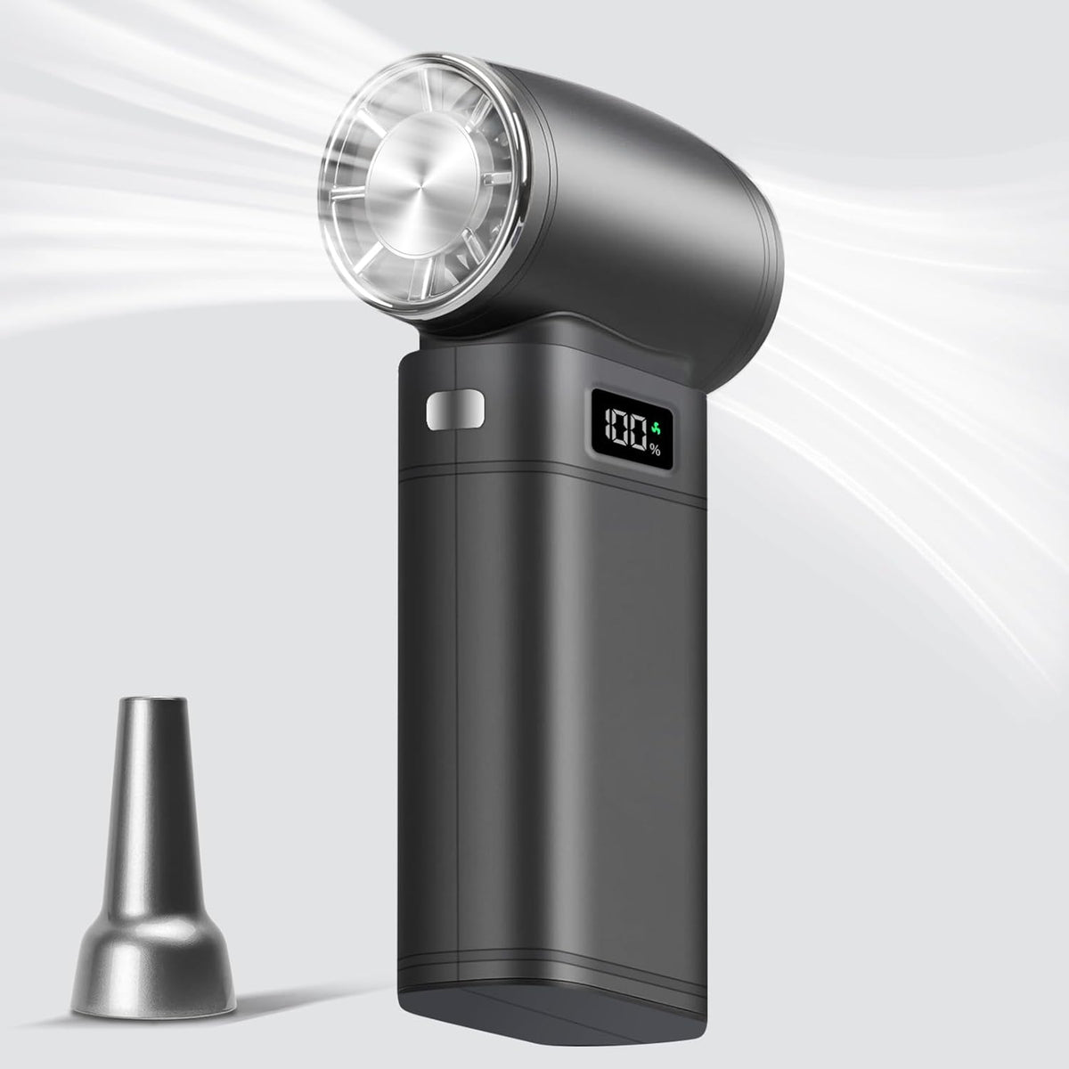 Handheld Mini Turbo Fan 120000RPM 6-Speed Turbo Power 9000mAh Portable High Speed Cooling Air Blower Cordless Air Duster Hair Dryer with LCD Display SOS Light for Travel Outdoor