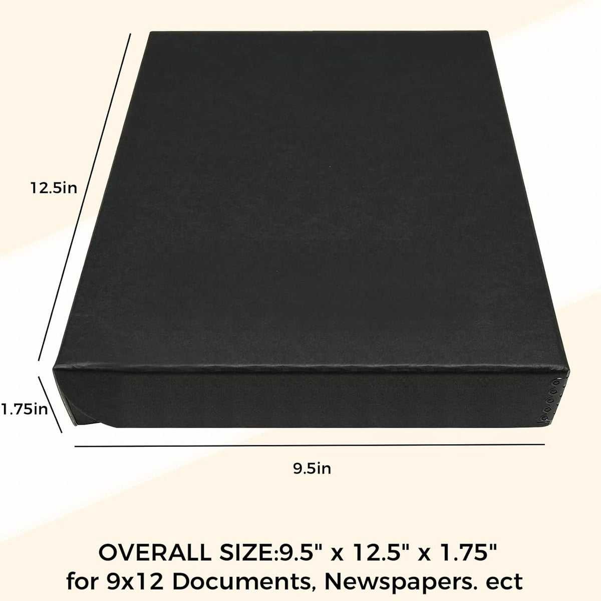 Golden State Art, Archival Folio Storage Box 9x12, Clamshell Design with Metal Edge, Preserve and Store Photos Documents Cards Prints Arts Crafts DIY, Black