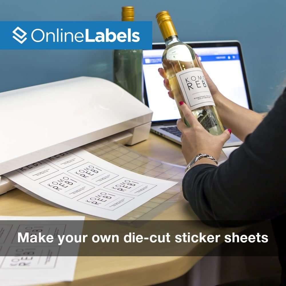 Removable Sticker Paper, White Matte, 25 Sheets, 8.5 x 11 Full Sheet Label, Inkjet or Laser Printer, Online Labels