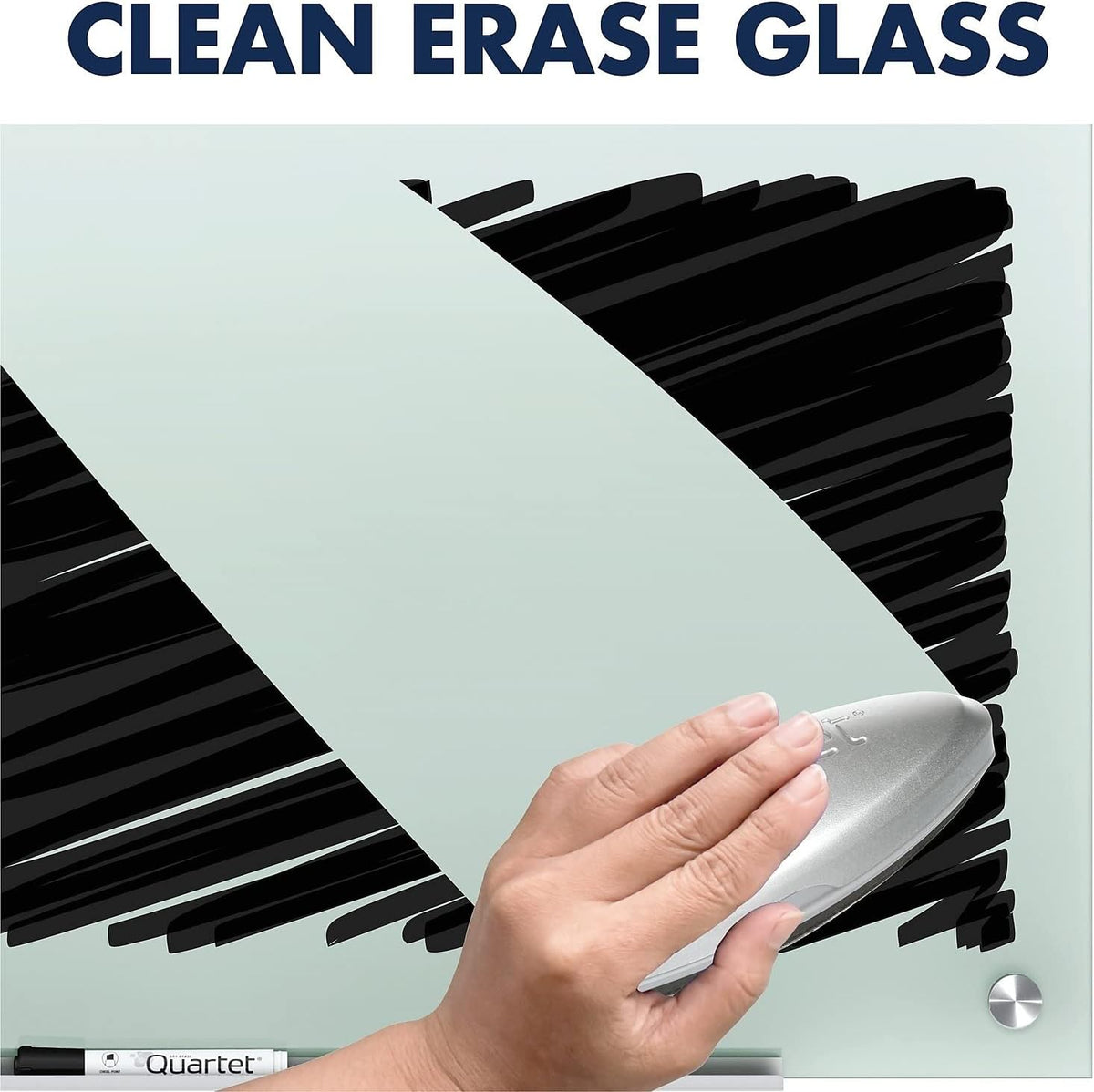 Quartet Whiteboard, Glass Dry Erase Board, Non-Magnetic, 8' x 4', Infinity Frameless Mounting, Frosted Surface, Accessory Tray and 1 Dry Erase Marker (G9648F)