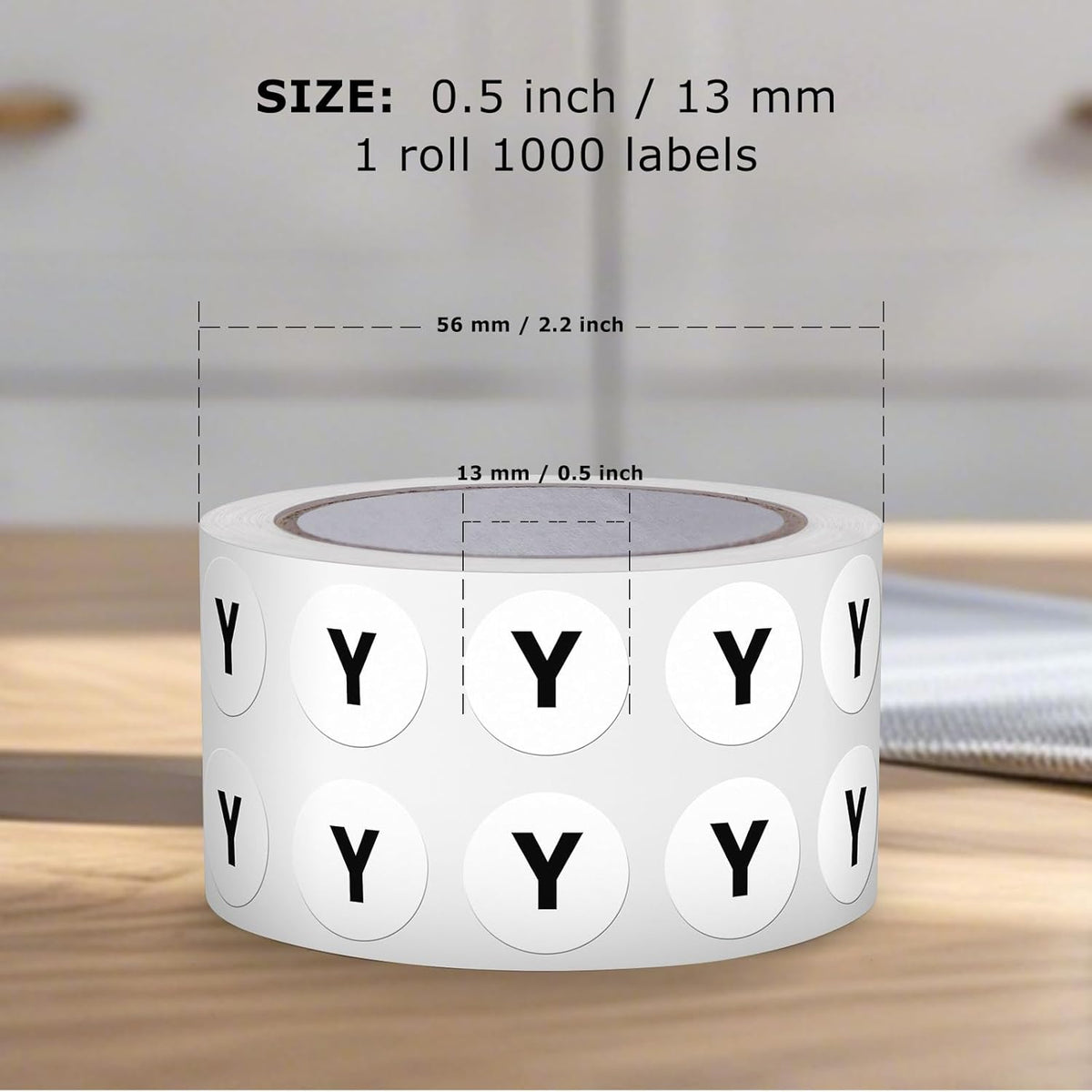 Letter Y Round Stickers 0.5 Inch Vinyl Circle Capital Alphabet Labels Self-Adhesive Removable Waterproof Dots Tags for Home Office Inventory 1000 PCS