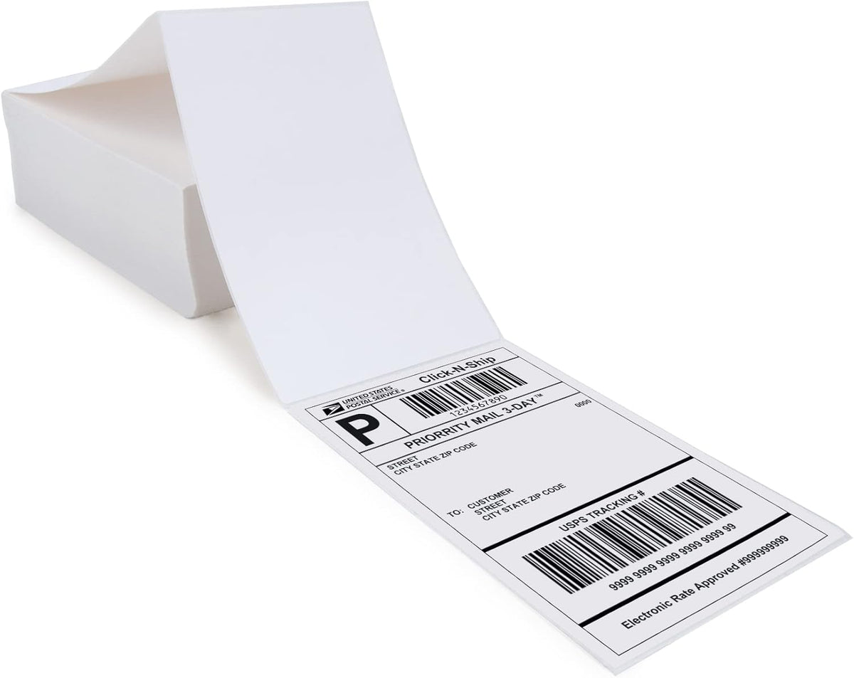 L LIKED 4x6 Direct Thermal Labels, 500pcs Perforated Fanfold, Compatible Zebra & Rollo Printers