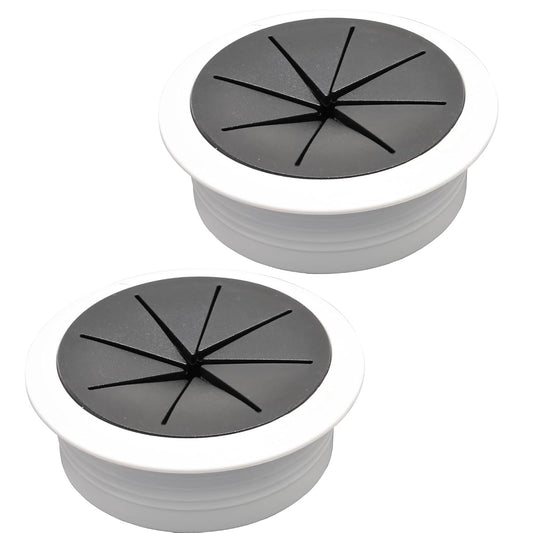 Desk Grommet 2" (50 mm), Desk Hole Cover for Cables White and Black, Cable Grommet ABS Plastic, Desk Hole Grommet for Office and Home Table Cable, Flexible Cable Cord Organizer-2 Pcs