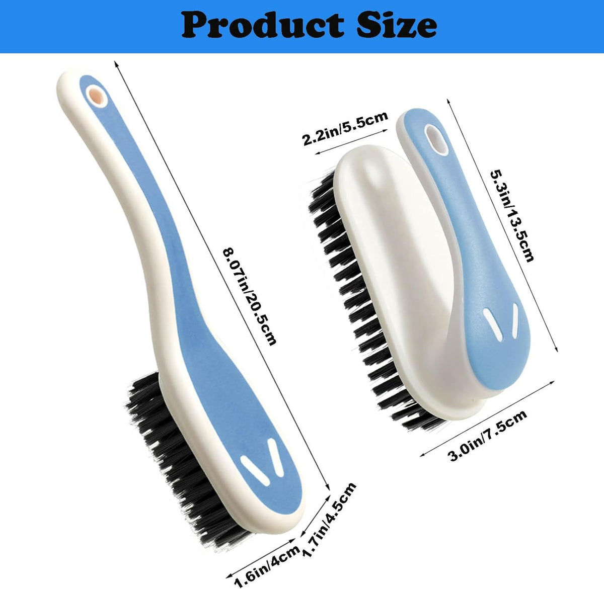 Soft Bristle Scrub Cleaning Brush Stain Remover Brush Fabric Cleaning Brush Laundry Brush Small Scrub Brush Cleaner Household Cleaning Brushes for Carpet, Clothes, Bathroom,Sneaker-2 Pack (Blue)