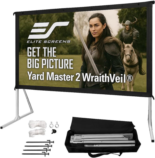 Elite Screens Yard Master 2 DUAL Projector Screen, 150-INCH 16:9, Front and Rear 4K/8K Ultra HD, Active 3D, HDR Ready Projection, OMS150H2-DUAL