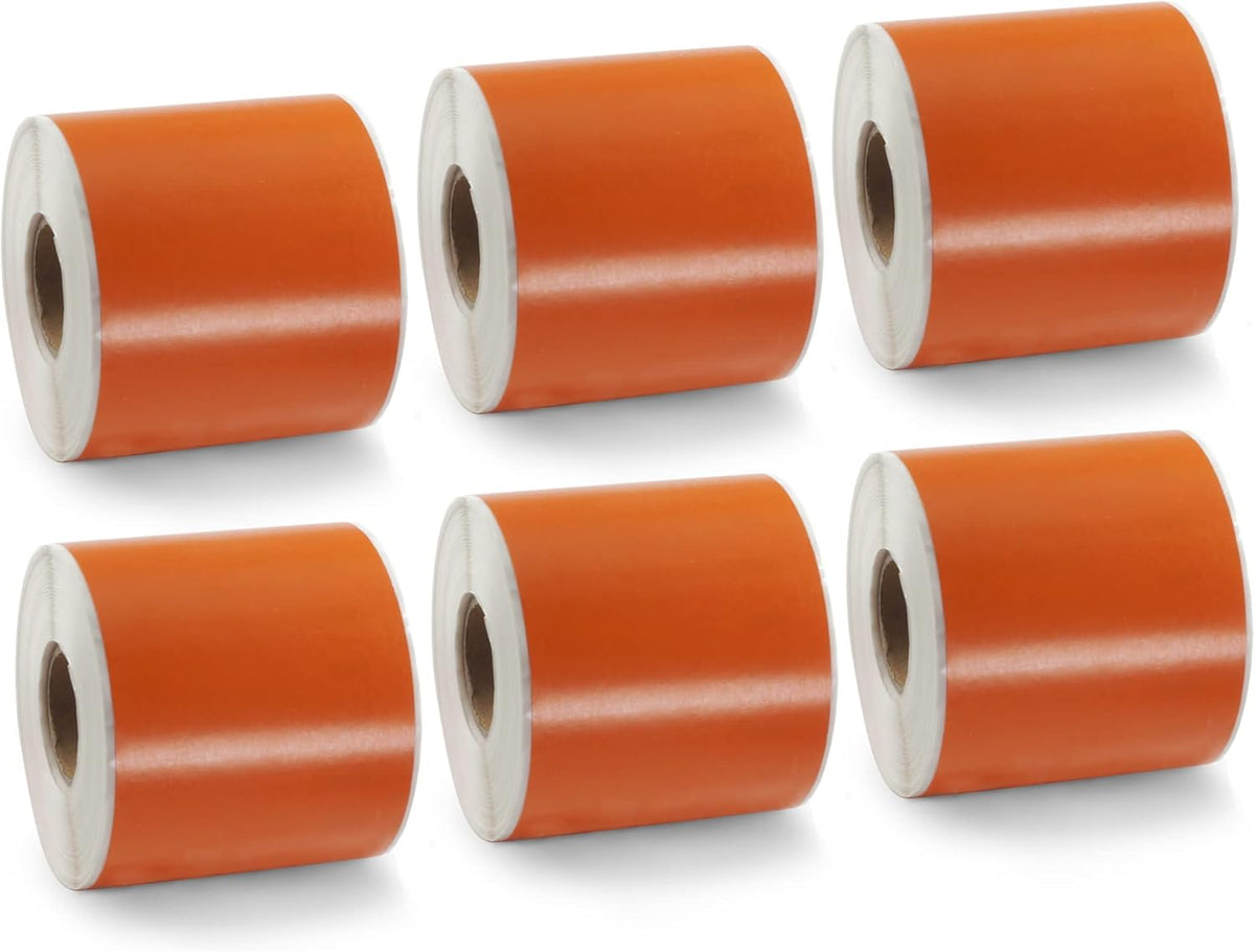 BETCKEY Colored Labels Compatible with Dymo 99019 (2-5/16" x 7-1/2") for Files, Folder, Binders, Compatible for Dymo LabelWriter Thermal 450, 4XL & Zebra Desktop Printers [6 Rolls, 900 Labels, Orange]