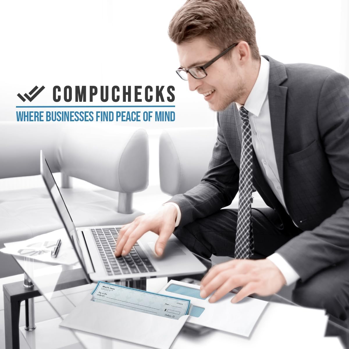 Compuchecks Double Window Envelopes #8 - Gummed, Security Business Mailing Check Envelopes - Tamper Evident, Security Tint - 50 Count – Guaranteed to fit QuickBooks Checks