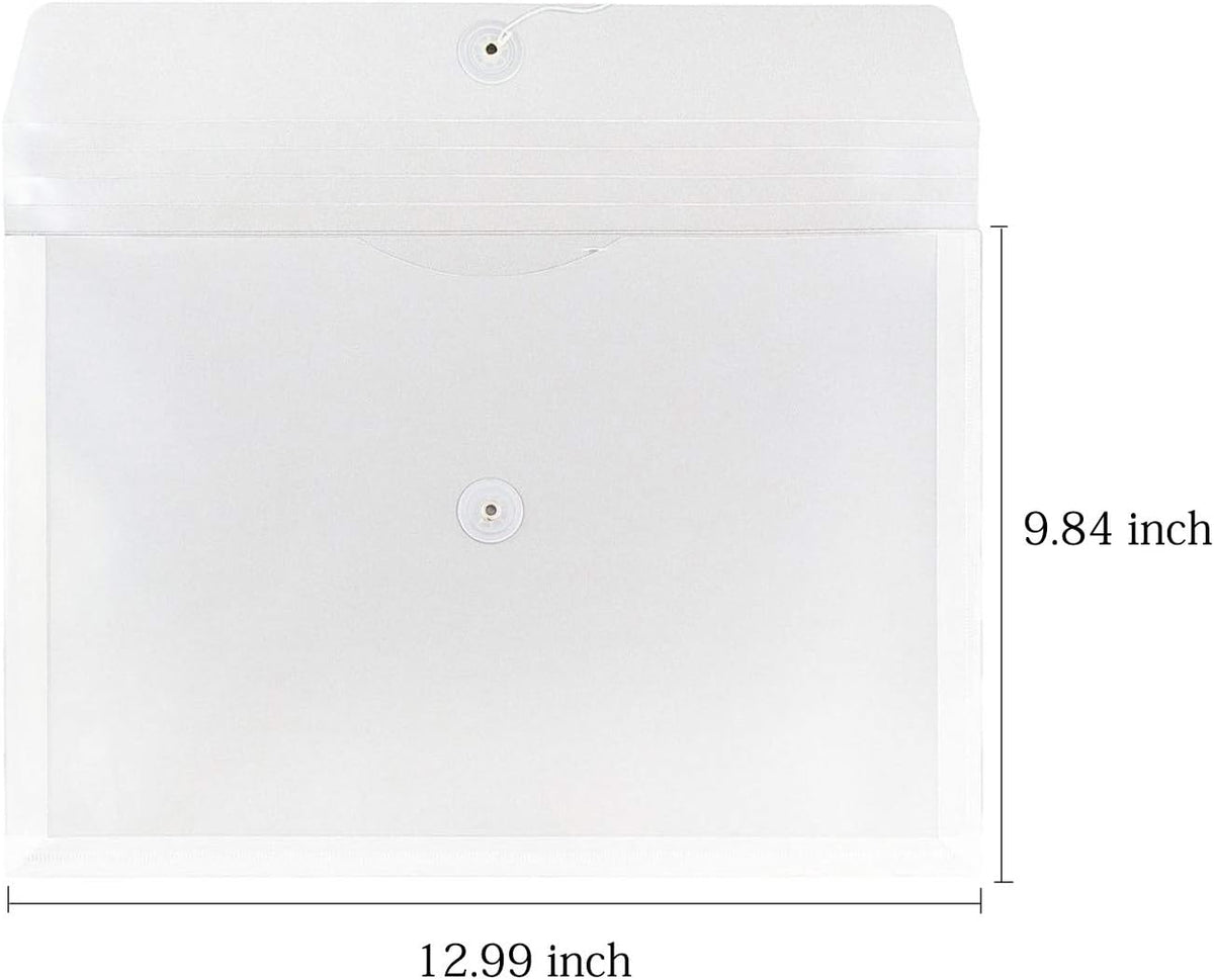 Clear String Closures Poly Envelopes Side Opening Folder Pocket Pack of 20 Bottom with Expanding Gusset