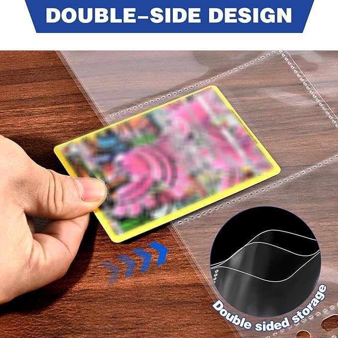 42 Pack 9 Pocket Double Side Card Sleeves Binder Sheets, Holds 756 Cards, Trading Card Binder Sleeves for 3 Ring Binder, Card Sleeve Pages for Baseball, Football, Business, TCG, Kpop Cards