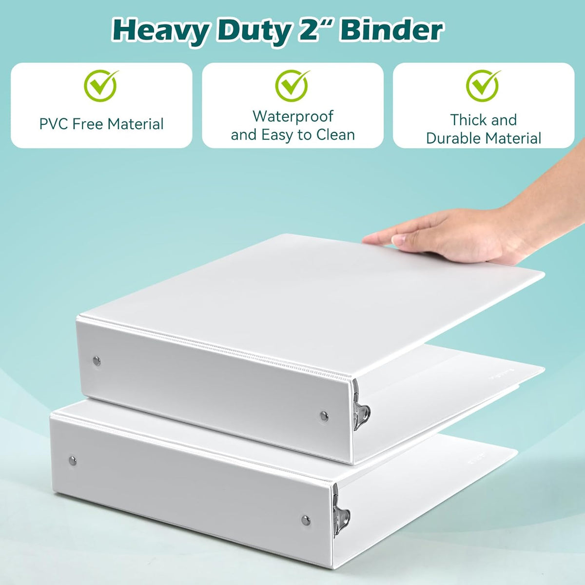 3 Ring Binder 2 Inch 6 Pack,2" Clear View with Round Rings, PVC-Free,Holds for 450 Sheets 8.5X 11 US Letter Size Paper, Durable White Binders Perfect for Office,School and Home