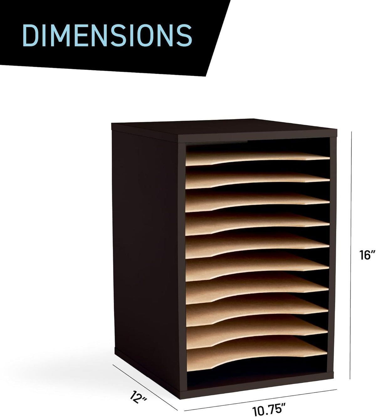 Safco Products Vertical Desktop Sorter, 11 Compartment, Black