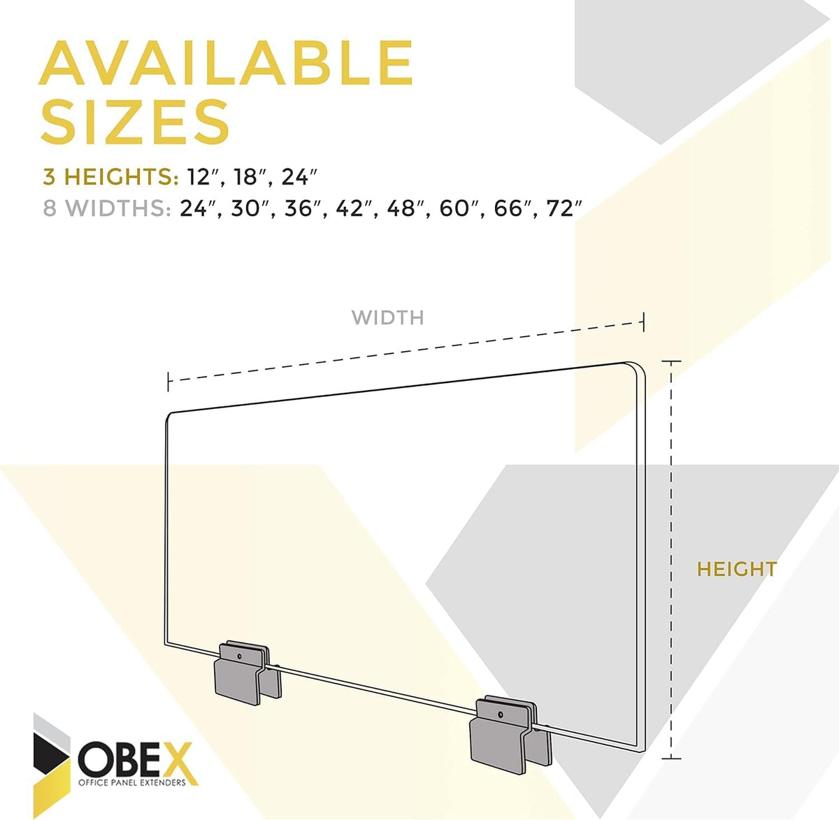OBEX Acoustical Cubicle Privacy Screen Extender Desk Panel & Office Divider, Add Separation & Block Noise, 12" x 36", Overcast
