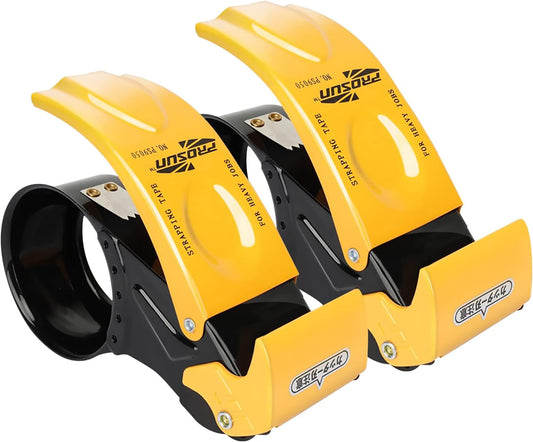 Packing Tape Dispenser Gun 2-Inch, 2 Pack Metal Tape Gun with Safety Protection, 3-Inch Inner Paper Core