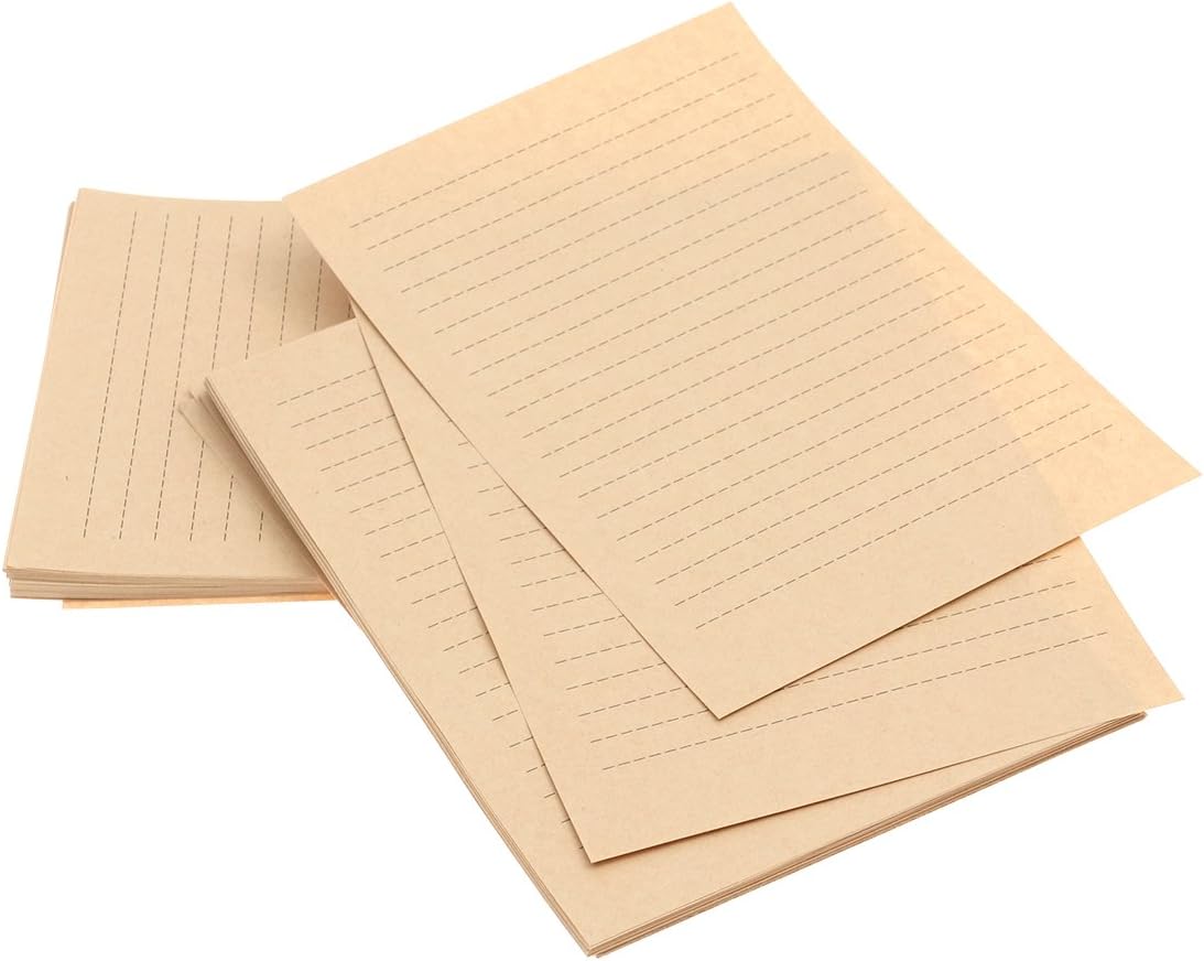 100Pcs Vintage Kraft A5 Lined Letter Paper Retro Writing Paper for Home Office Stationary1