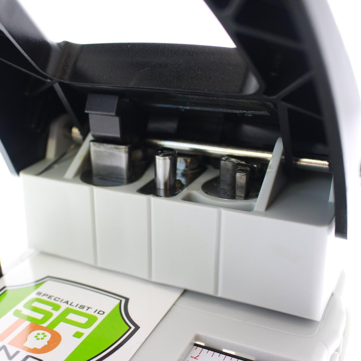 Desktop ID Card Hole Punch Tool for Name Badges - Three in One Slot Puncher with Guide (Slot Hole, Round Hole, Corner Rounder)