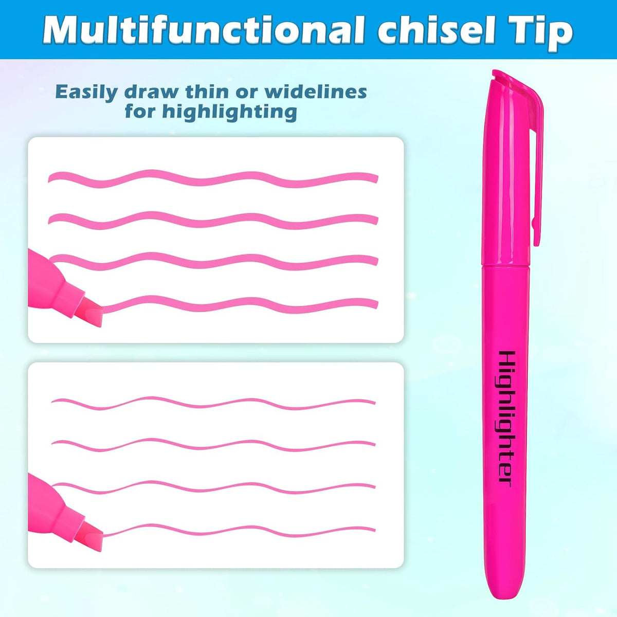Duchong Highlighters, 30 Packs Pink Highlighter Bright Colors Bulk, Chisel Tip Dry-Quickly No Bleed Highlighter Markers for Adults Kids, Office Classroom Must Have, School Supplies for Teachers