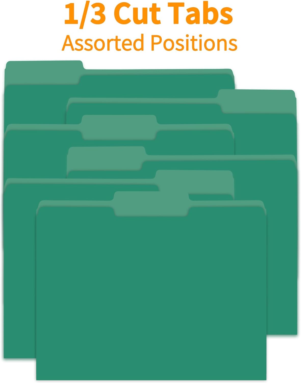 100 Packs File Folders,Green Folders,1/3-Cut Tabs,File Folders Letter Size,8.5x11 Inch File Folders for Office,School and Home,Organizer Documents
