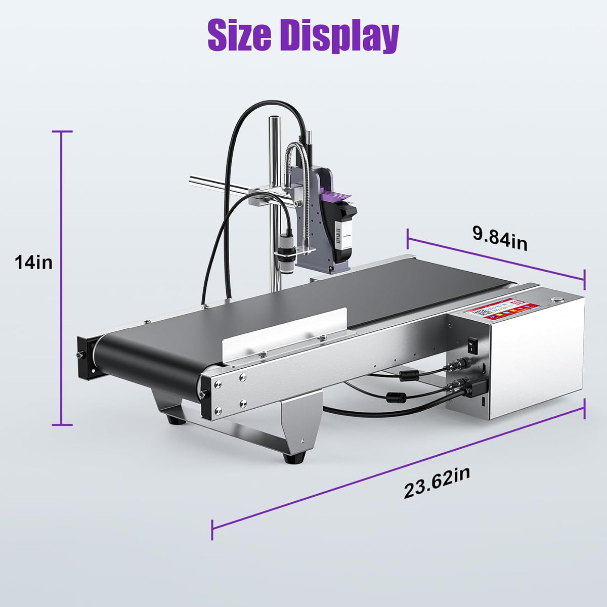 TIJ228 Inkjet Coding Machine with Mini Conveyor Belt, 2-12.7mm Industrial Online Inkjet Printer with 42ml Original Quick-Drying Ink for Expiry Dates,Batch Numbers,Barcodes,QR Codes,Logos,Labels