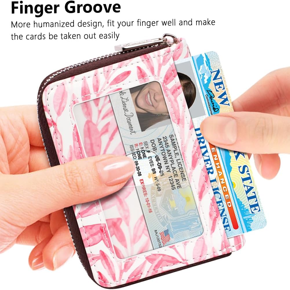 FurArt Zipper Wallet Women, RFID Blocking Credit Card Wallet, Business Card Holder, Compact Size KeyChain Wallet