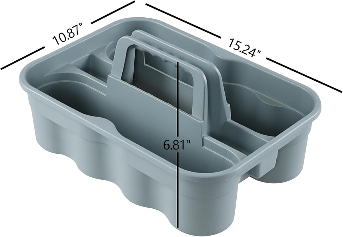 6-Pack Plastic Cleaning Storage Caddy, Cleaning Supply Carry Caddy, Gray