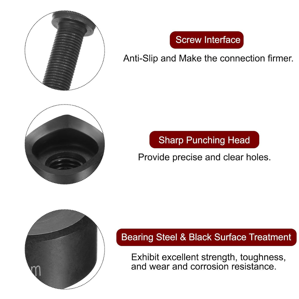 HARFINGTON Sheet Metal Punch Hole Punch 28.3mm Bearing Steel Precise Cutting Manual Knockout Kit with External Hex Shank for Metal Steel Plate Sink Stainless Steel, Black