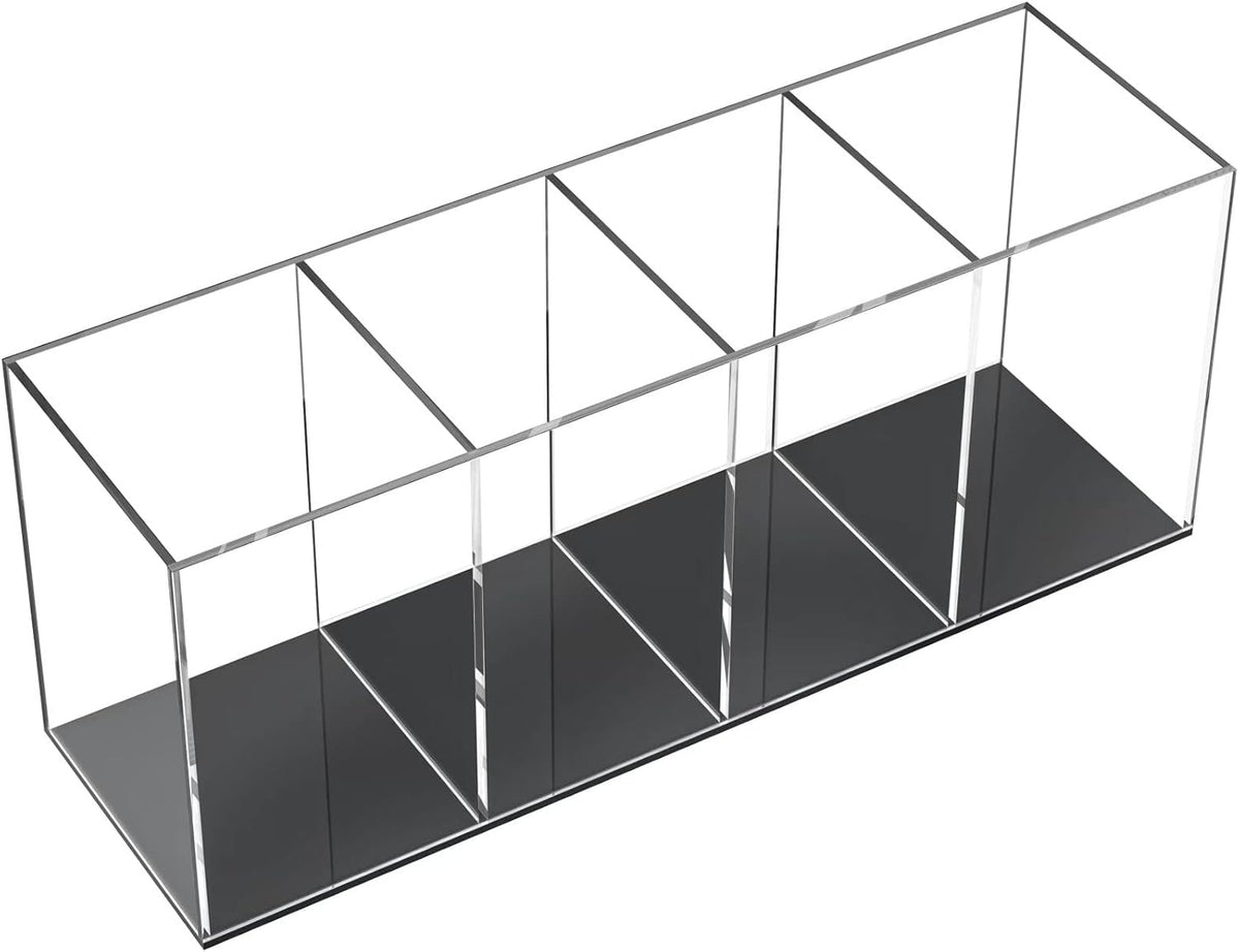 Acrylic Clear Pen Holder 4 Slot Pencil Organizer Countertop,Pencil Stationery Organizer for Office Accessory Storage (Black based)