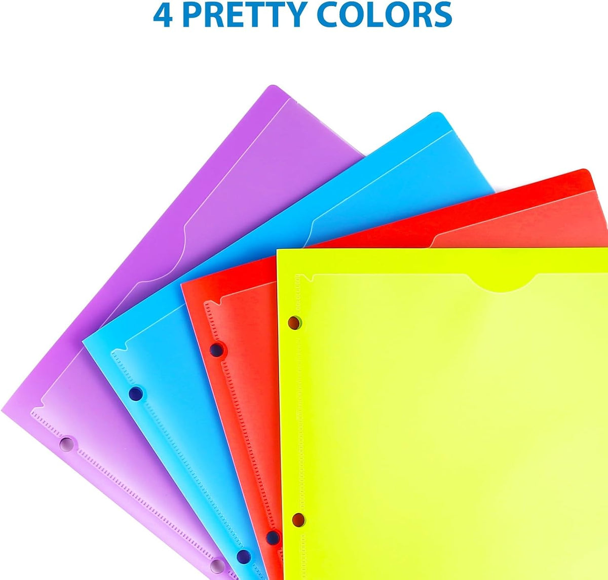 TEWRLANDE 16 Packs Heavy Duty 3 Pocket Folders with Holes, Plastic Folders with Clear Front Pocket for 3 Ring Binder, for Letter Size Paper, Assorted Colors/Card Slot