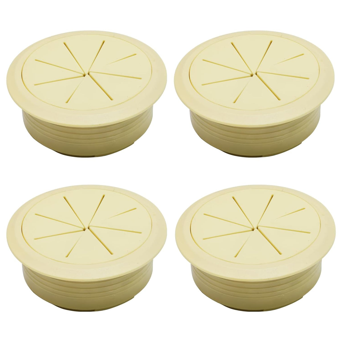 Desk Grommet 2" (50 mm), Desk Hole Cover for Cables Beige, Cable Grommet ABS Plastic, Desk Hole Grommet for Office and Home Table Cable, Detachable & Flexible Cable Cord Organizer-4 Pcs