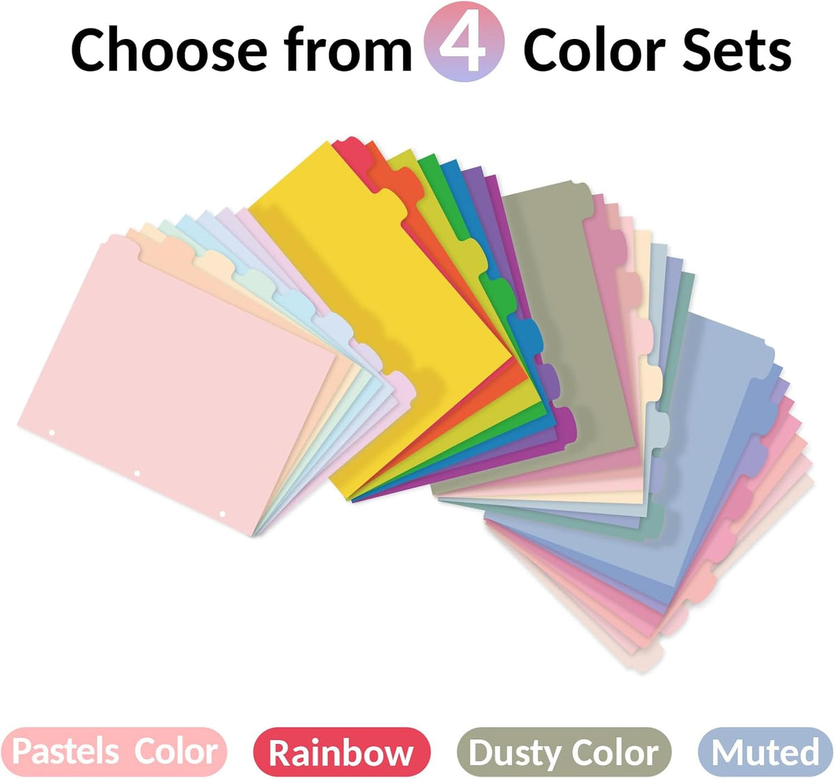 Sooez 8 Tabs Long-Lasting Plastic Write & Erase Large Tabs Dividers for 3 Ring Binder, Aesthetic Cute Pastels Binder Dividers for Student, Teacher, Office, Home Organizers, 1 Set, Dusty Color