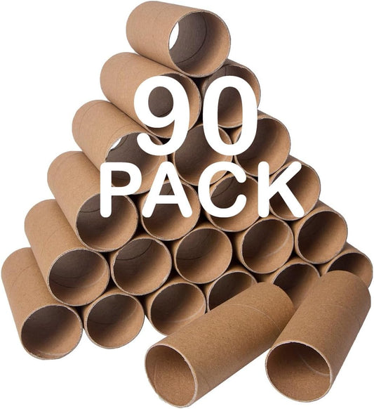 90 Pack Thick Cardboard Tubes for Crafts - Bulk Craft Rolls - Round Cardboard Tubes - Craft Tubes - Toilet Paper Rolls Crafts - Paper Tube for Crafts - Craft Round Tubes - 1.57 x 3.9 Inches - Brown