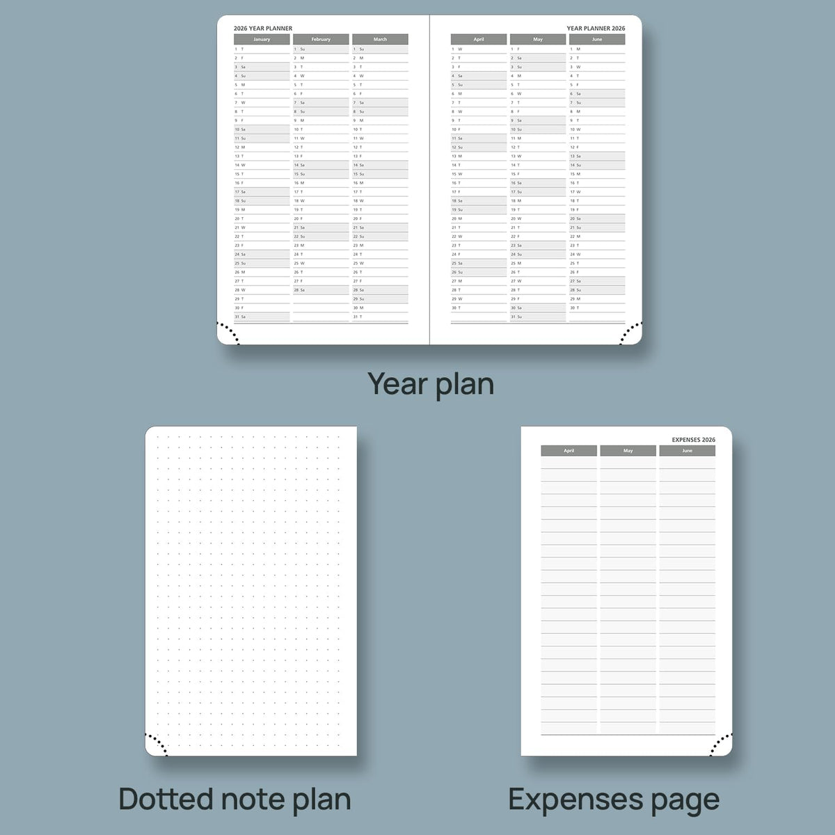 POPRUN 2026 Planner (Pocket Size 4''x 6.25'' Hardcover) - Small Calendar for Purse with Hourly Schedule & Vertical Weekly Layout, Monthly Calendars, 100 GSM - Black