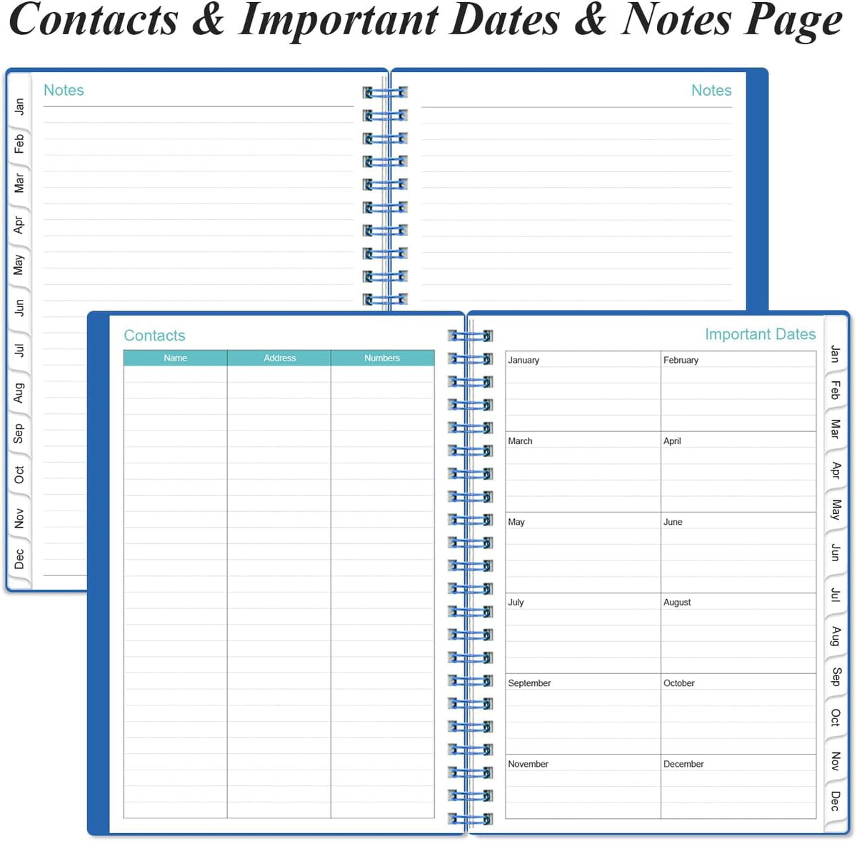 2026 Planner - Planner 2026 from January 2026 - December 2026, Weekly & Monthly Planner Spiral Bound with 12 Monthly Tabs, Inner Pocket, 6.4" x 8.5", Blue