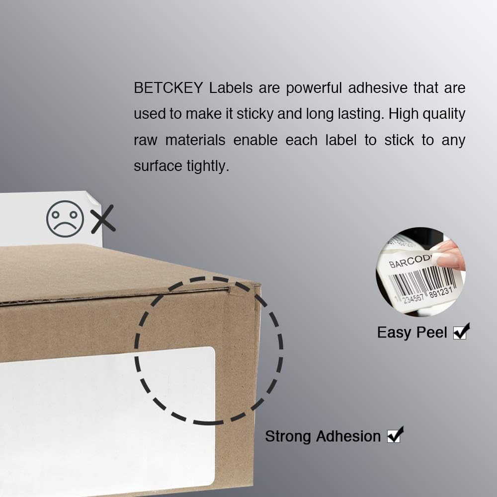BETCKEY - 4" x 6" (102 mm x 152 mm) Shipping Labels Compatible with Zebra & Rollo Label Printer(not for dymo 4XL), Premium Adhesive & Perforated [10 Rolls, 2500 Labels]