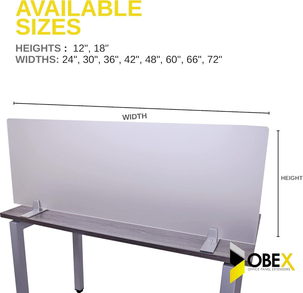 OBEX Acrylic Free Standing Screen, Divider for Desk Privacy Home & Office Partitions for Table Top Workstation, Portable Cubicle Panel for Work, 24" x 36", Frosted