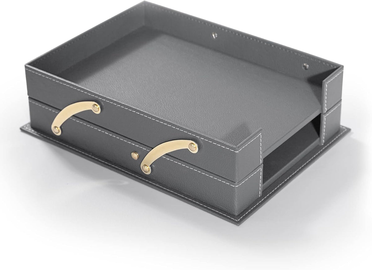 MOOGCO Bonded Set - Desk Accessories - Leather Desk Organizer - Bonded Leather Set - Office Desk Accessories - Home Office Accessories - Desk Supplies - Leather Desk Set - Office Accessories