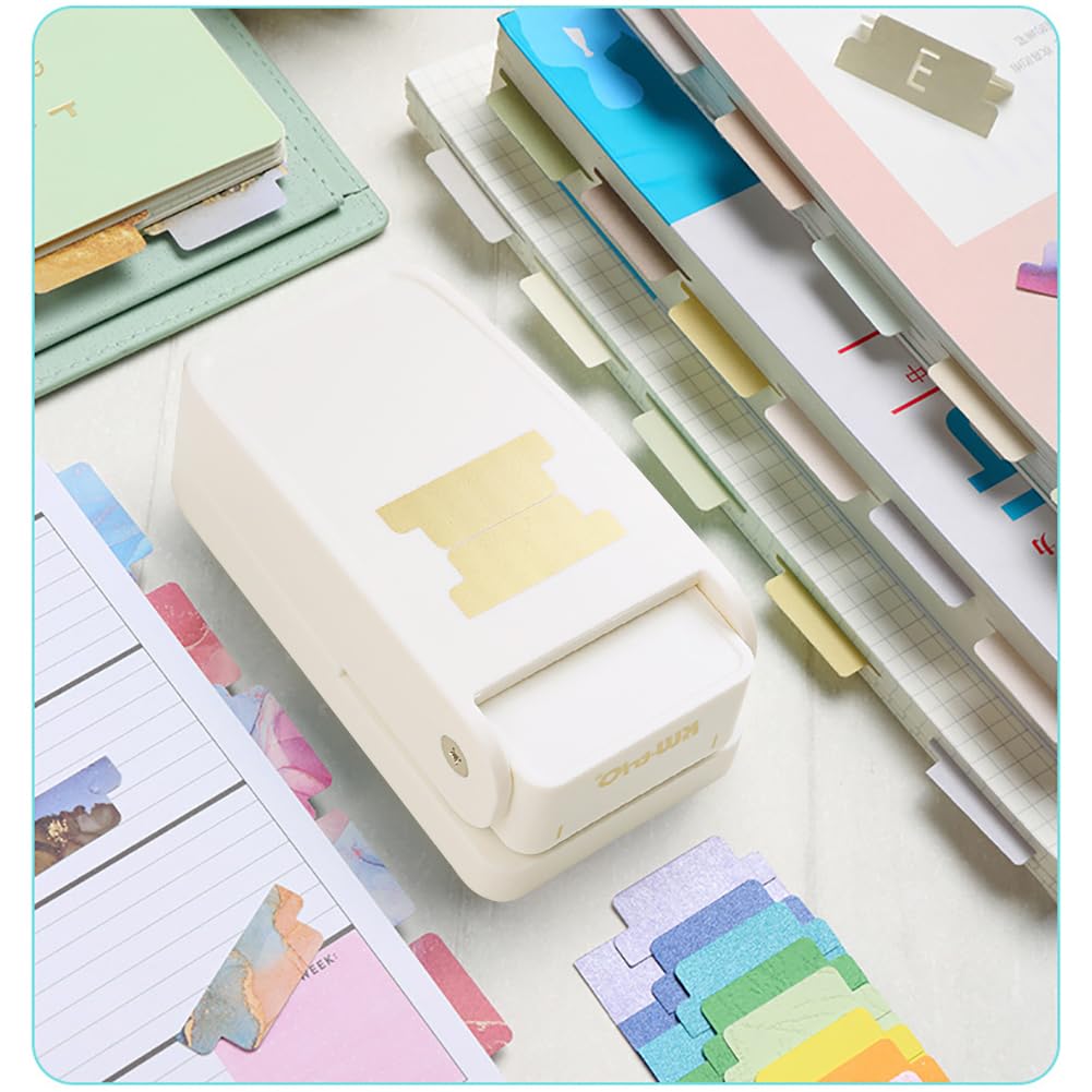 Tab Punch DIY Index Tabs Puncher Tag Punch Paper Punch for Scrapbooking, Journaling Tabs, Bible Tabs, Book Tabs, Planner Inserts and More Projects (White)