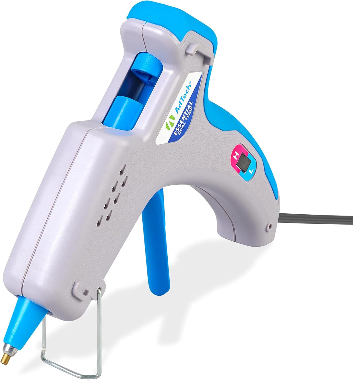 AdTech Essential Dual-Temp Hot Glue Gun | High & Low Temp for Crafting, DIY & Repairs | Ergonomic Design, 5-Foot Cord & Built-in Stand | Bonds Wood, Fabric, Metal & More