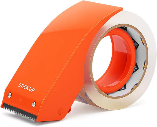 STICK UP Heavy Duty Packing Tape with Dispenser, 1 Roll, 1.88" x 65 YDs, Clear Strong Adhesive Package Sealing Tape for Shipping Moving Boxes, Mailing Supplies and Storage