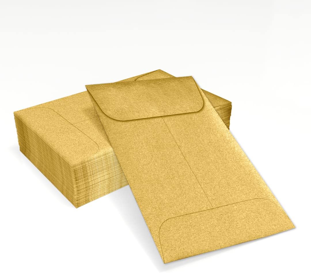 LUXPaper #1 Coin Envelopes | 2 1/4" x 3 1/2" | Gold Metallic | 80lb. Text | 50 Qty
