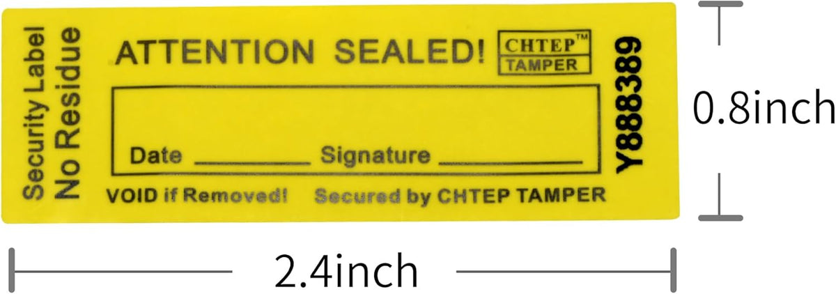 ChtepTamper 100 Pieces No Transfer Tamper-Evident Stickers Security Labels Great for Goods Shipping,Exchange of Agency Files, Privacy Protection or More(Serial Number 0.8 * 2.4inches Yellow)